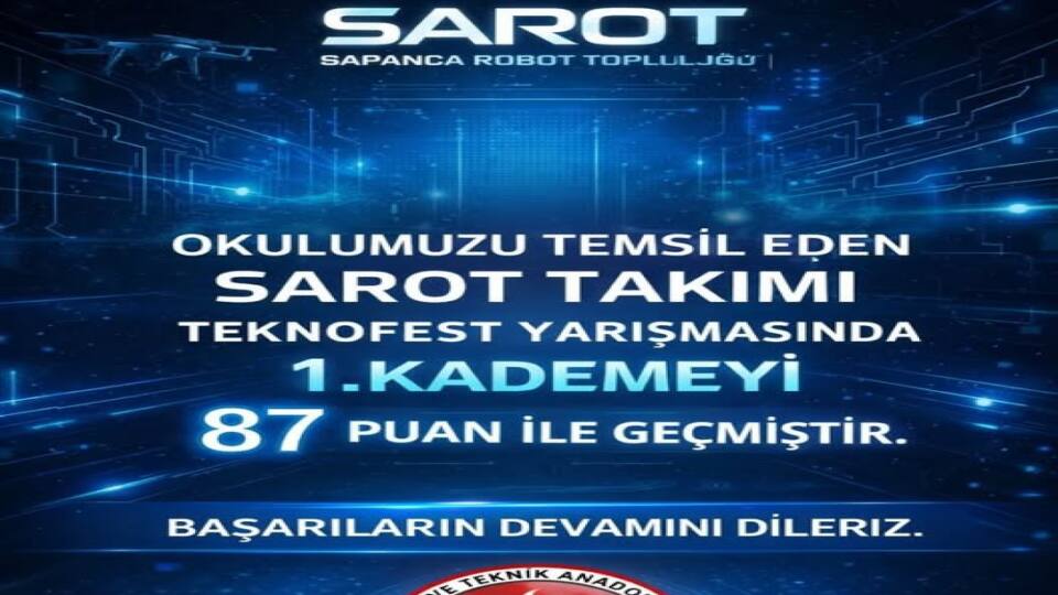 Sapanca Mesleki ve Teknik Anadolu Lisesi TEKNOFEST'te Bir Üst Tura Yükseldi